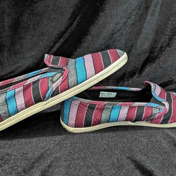 Comfy Multicolored Striped Vans in Size 7.5 - Women's Slip-On - Picture 9 of 12